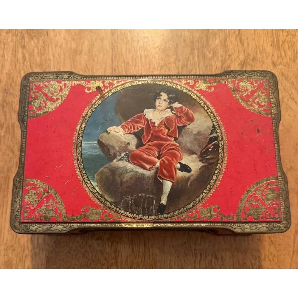 Vintage A.S. Wilkin Cremona Park Red Boy Toffee tin, likely dating 1930's